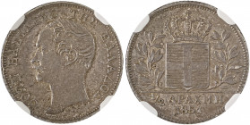 Greece, King Otto, 1832-1862. 1/2 Drachma, 1851, Second Type, Vienna mint (KM34; Divo 15a).

Beautiful cabinet toning with very limited wear and choic...