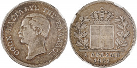 Greece, King Otto, 1832-1862. Drachma, 1851, Small Head (KM-Pn24; Divo P35).

Attractive cabinet toning with wear mainly on the high points. An outsta...