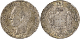 Greece	King George I, 1863-1913. 2 Drachmai, 1868A, First Type, Paris mint (KM39; Divo 51a; IV4).

A very pleasant example of this scarce issue with s...