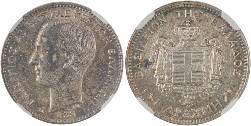 Greece, King George I, 1863-1913. Drachma, 1883A, First Type, Paris mint (KM38, ...