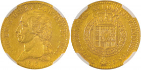 Sardinia	, Vittorio Emanuele, 1802-1821. AV 20 Lire, 1819 Eagle and L, Turin mint (KM114; Fr. 1129).

In exceptional condition with sharp details and ...