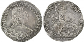 Tassarolo, Filippo Spinola, 1616-1688. 1/2 Scudo, 1640, 15.75g (KM-unlisted; Mir. 987 [R4]).

Silver grey tone, obverse field repaired, extremely rare...