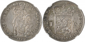 Utrecht, Gulden, 1794 (KM102.3).

Old cabinet silver grey patina with some blue tones, excellent details, desirable example for this final date issue....