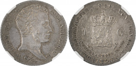 Netherlands East Indies, William I, 1815-1840. Gulden, 1839(u), Utrecht mint (KM300a).

Strong portrait, old cabinet grey patina.

Graded AU58 NGC