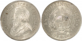 South Africa, Republic, 1852-1902. 2 1/2 Shillings, 1897, Pretoria mint (KM7).

Fully lustrous with sharp details, an eye appealing coin with some min...