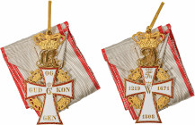 Denmark, Order of the Dannebrog, Commander’s neck badge, Christian IX issue (1863-1906), in gold and enamels, height 79.5mm (excluding riband carrier)...