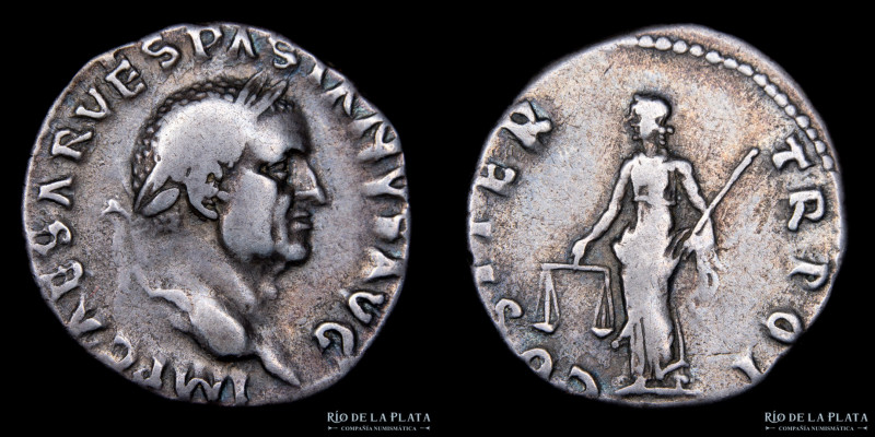 Roma. Vespasiano (69-79DC). AR Denario, Ceca de Roma (70DC) 17.9mm; 3.39g. A: IM...