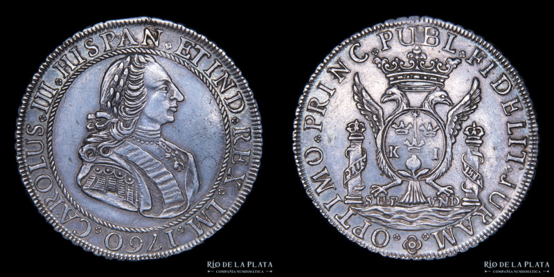 Lima. Carlos III. 6 Reales 1760. Medalla de Proclama. AG.903; 37mm; 22.95g. Fonr...