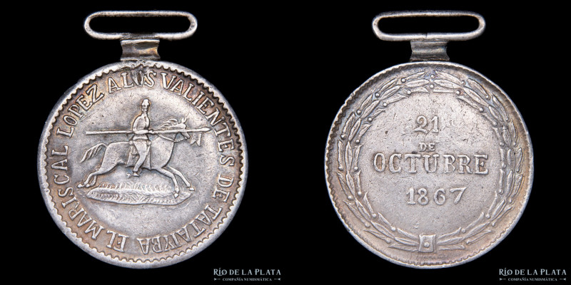 Paraguay. Premio Militar 1867. Guerra Triple Alianza. Batalla de Tataiyba. Plata...