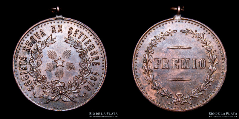 Paraguay. 1870. Sociedad XX de Septiembre. Premio. CU; 30mm; 9.31g. (XF)
Estima...