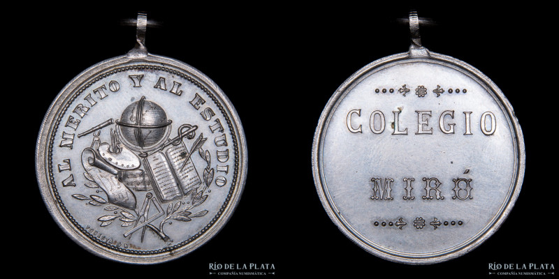 Argentina. 1880. Colegio Miró. Al Merito y Estudio. Grabador: Podestá e Hijos. A...