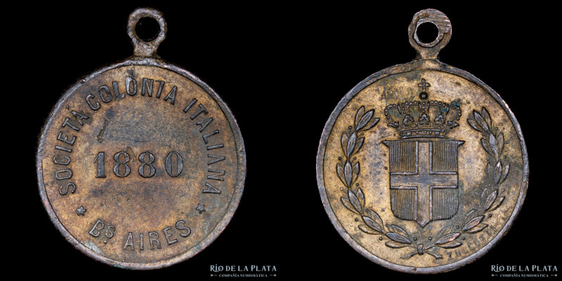 Argentina. 1880. Societa Colonia Italiana. Grabador: Zuccotti. Bronce; 21.5mm; 4...