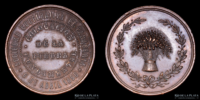 Argentina. 1890. Sociedad Cooperativa de Panadería. CU; 37mm; 27.75g. (XF-)
Est...