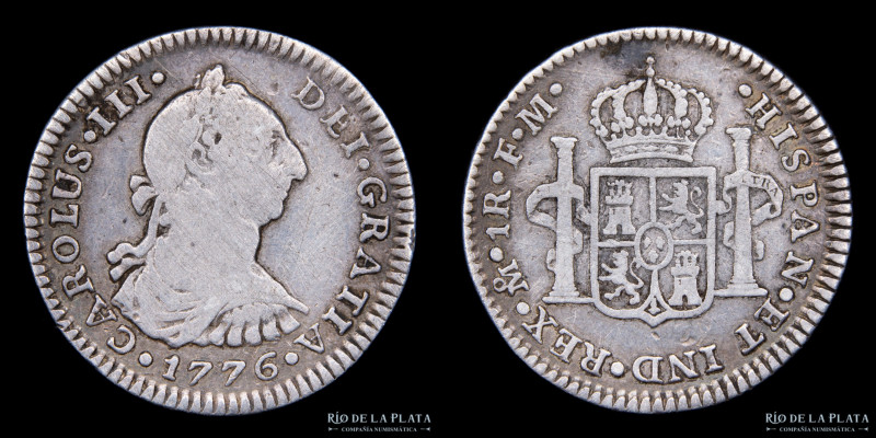 México. Carlos III (1759-1788) 1 Real 1776 FM. AG.903; 20mm; 3.14g. KM78 (VF)
E...