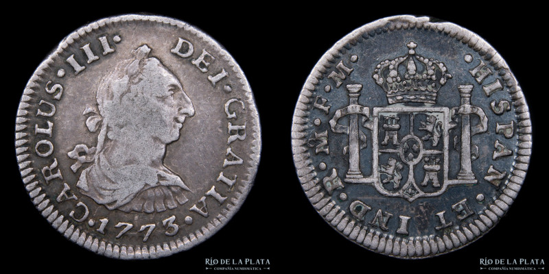 México. Carlos IV (1788-1808) 1/2 Real 1773 FM. AG.903; 16.2mm; 1.65g. KM69 (VF)...