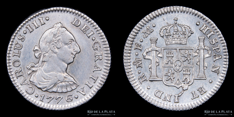 México. Carlos III (1759-1788) 1/2 Real 1776 FM. AG.903; 17mm; 1.69g. KM78 (VF)...
