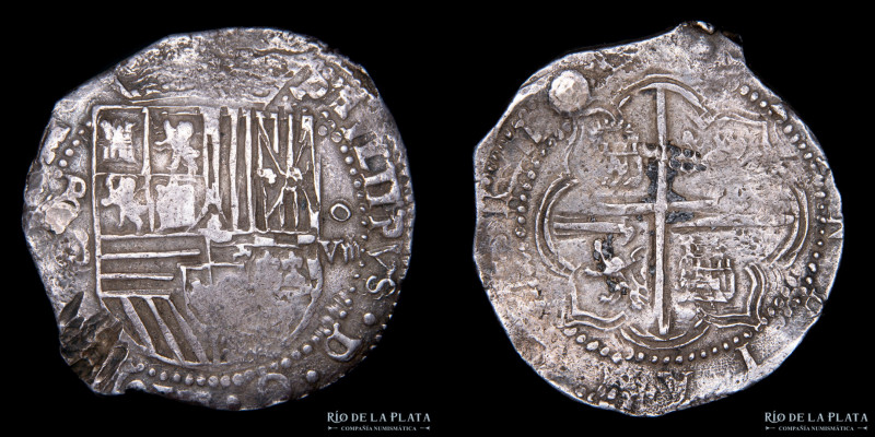 Potosí. Felipe II (1574-1598) 8 Reales 1586-89 A (4to período). AG.930; 38.5mm; ...