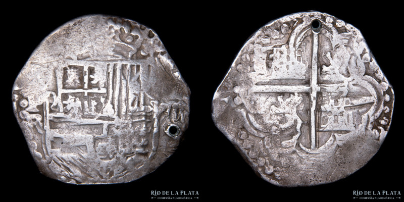 Potosí. Felipe III (1598-1621) 8 Reales 1602-13 R (Ramos Leceta). Macuquina / Co...