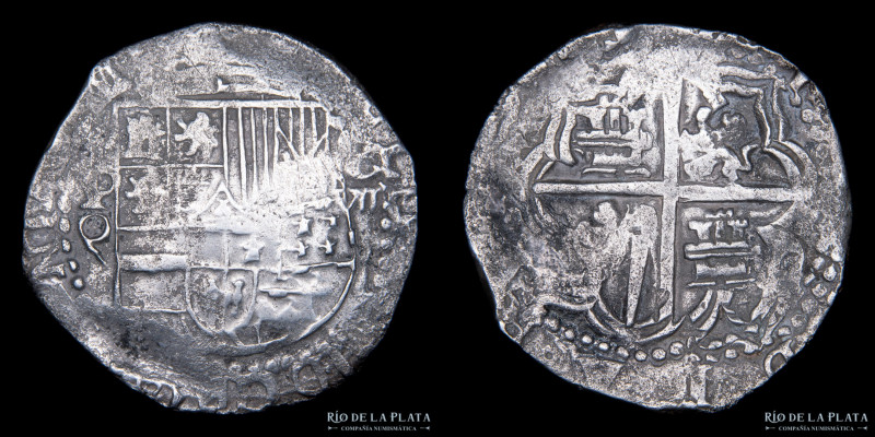 Potosí. Felipe III (1598-1621) 8 Reales 1614-16 Q. AG.930; 40.0mm; 26.37g. CJ 7....