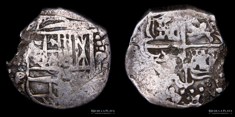 Potosí. Felipe IV (1621-1665) 4 Reales 1622/29 P. Macuquina. AG.930; 28mm; 12.18...