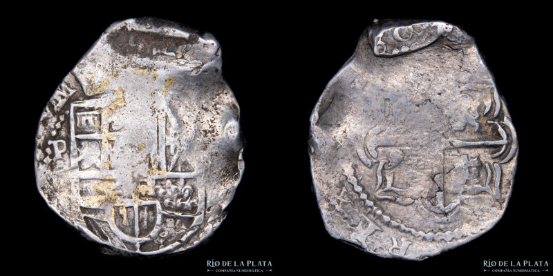 Potosí. Felipe IV (1624-1665) 2 reales 1630 T (Tapia). Visibles (16)30 en revers...