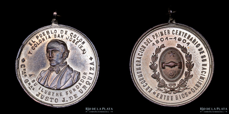 Argentina. 1901. Colon y Colonia San José a Urquiza en el centenario de su natal...