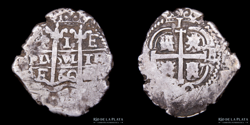Potosí. Felipe IV. 1 Real 1660 E. Macuquina/ Cob. AG.930; 23mm; 3.46g. CJ 26.8 (...