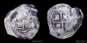 Potosi. Felipe IV. 1 Real 1661 E. Macuquina. CJ 26.9