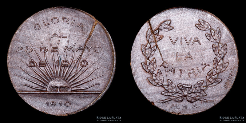 Argentina. 1910. Centenario. Museo Histórico Nacional. Madera; 44mm; 6.20g. Cosp...