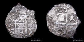 Potosi. Carlos II. 2 Reales 1681 V. Macuquina. CJ 30.5.2