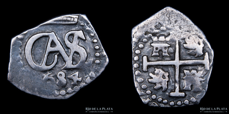 Potosí. Carlos II. 1/2 Real 1684. Macuquina. AG.930; 16mm; 1.34g. CJ 32.18
Esti...