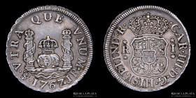 Potosi. Carlos III. 1 Real 1767 JR Columnaria. CJ 61.1.1