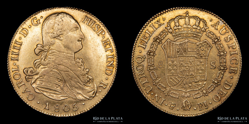 Potosí. Carlos IV (1788-1808) 8 Escudos 1805 PJ (Pedro Mazondo, Juan Palomo y Si...