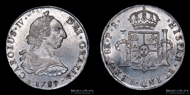 Potosí. Carlos IV (1788-1808) 8 Reales 1789 PR (Pedro Mazondo, Raymundo de Yturr...