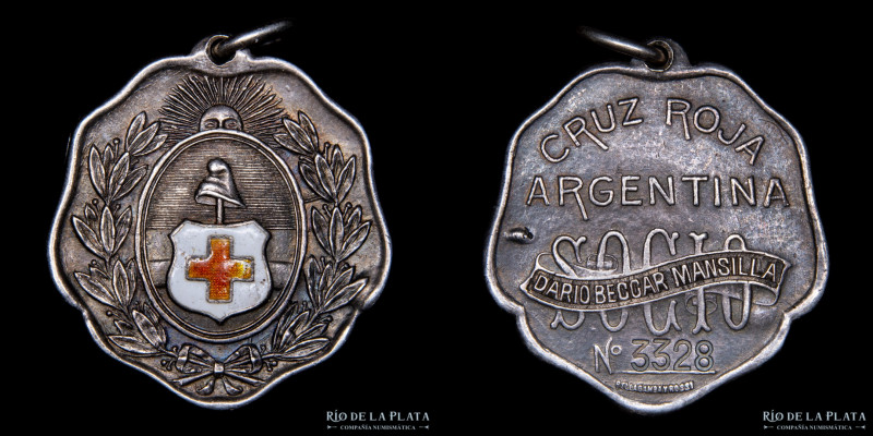 Argentina. Medicina. Cruz Roja Argentina. Esmaltada. Bellagamba y Rossi. AG; 30x...