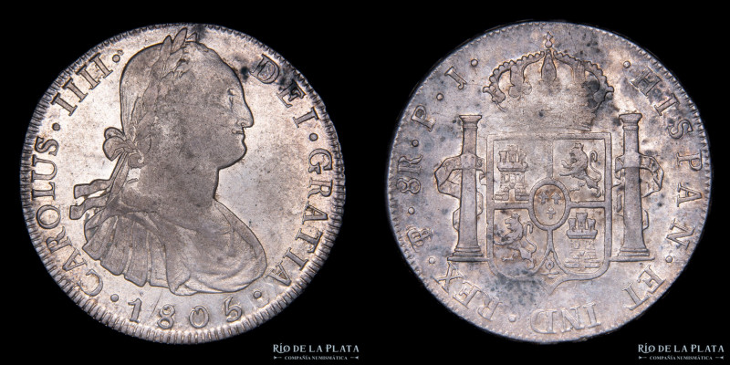 Potosí. Carlos IV (1788-1808) 8 Reales 1805/4 PJ (Pedro Martín Albizu, Juan Palo...
