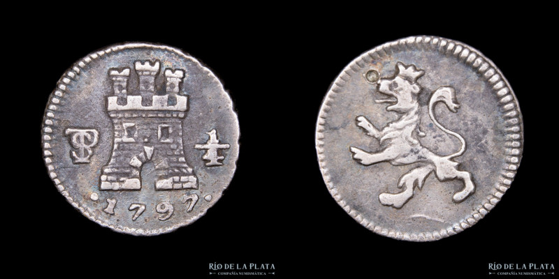 Potosí. Carlos IV (1788-1808) 1/4 Real 1797. AG.896; 11.0mm; 0.87g.CJ 81.4.2 (XF...