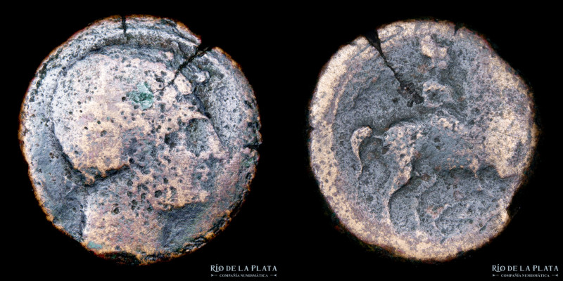 Hispania. Alaún (Alagón, Provincia de Zaragoza) AE As. Siglo II AC. 21.0mm; 9.50...