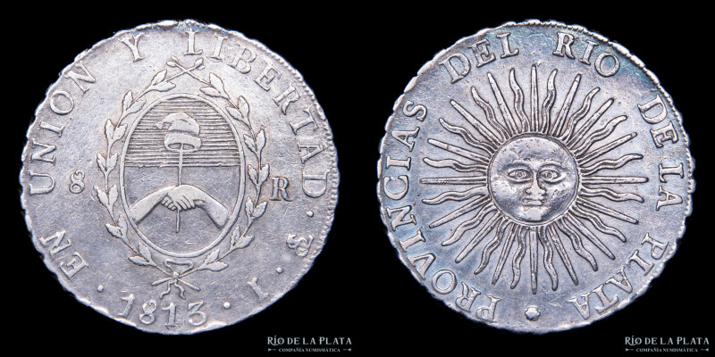 Argentina. Provincias Unidas del Río de la Plata. 8 Reales 1813 J (Jose Antonio ...