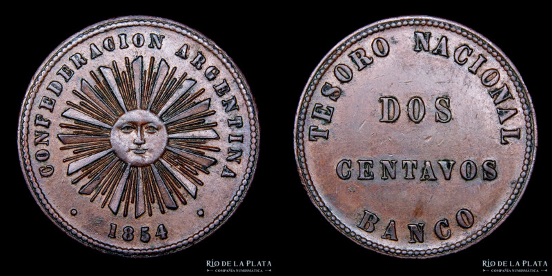 Argentina. Confederación. 2 Centavos 1854. Ceca Birmingham. CU, 29.0mm; 10.0g. C...