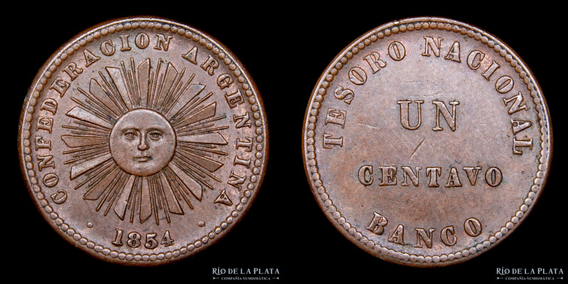 Argentina. Confederación. 1 Centavo 1854. Ceca Birmingham. CU; 21.0mm; 4.77g. CJ...