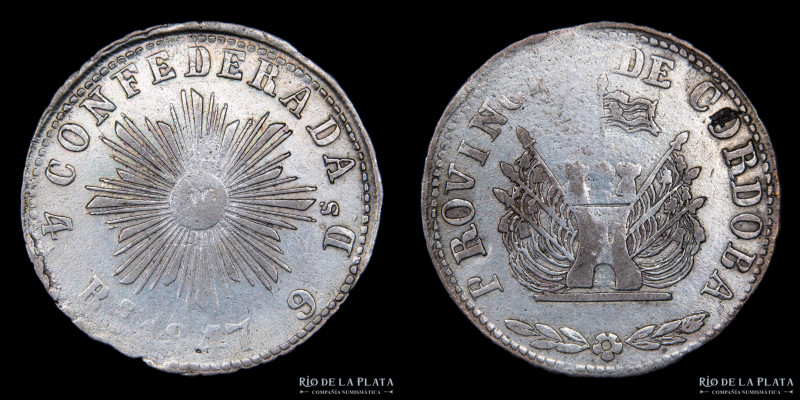 Argentina. Córdoba. 4 Reales 1847. AG.750;. 31mm; 12.53g. CJ 52.1.3 (A2-R3), (VF...