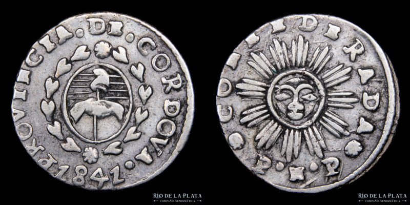 Argentina. Córdoba. 1 Real 1841 PNP. AG.750;. 20mm; 3.49g. CJ 35.1.28 (A60.2-R4)...