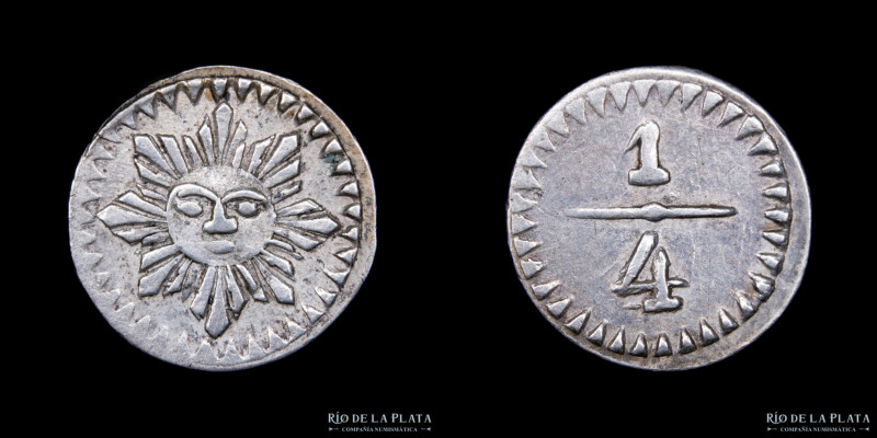 Argentina. Córdoba. 1/4 de Real. Sin Fecha, acuñación de 1853 y 1854. AG.750, 10...