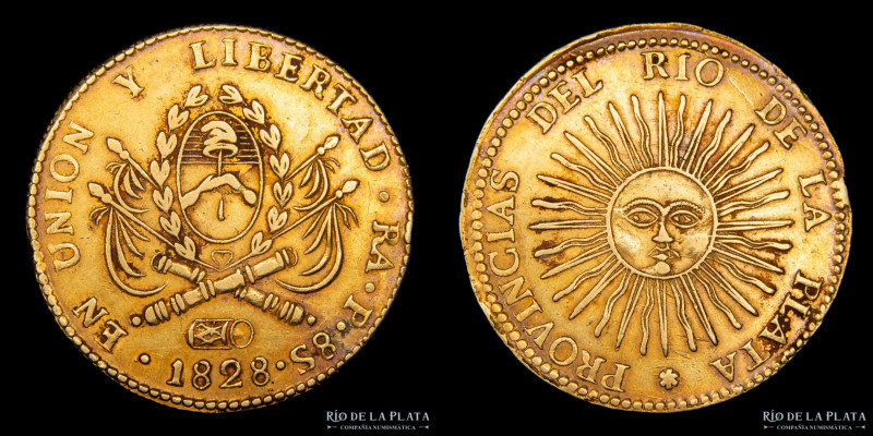 Argentina. La Rioja. 8 Escudos 1828 RA P. AU;.875; 36mm; 27.17g. CJ 13.2 (XF) ma...