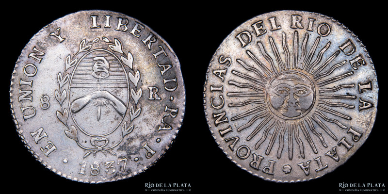 Argentina. La Rioja. 8 Reales 1837 P (Manuel Piñeyro). AG.750, 38.5mm; 27.01g. C...