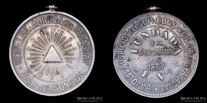 Paraguay. Masónica. Resp. Log.: Aurora. Oriente paraguayo Plata; 30mm; 16.63g. (...
