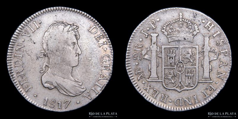 Lima. Fernando VII. 2 Reales 1817 JP. AG.896; 27.0mm; 6.29g. KM115.1 (VF)

Est...