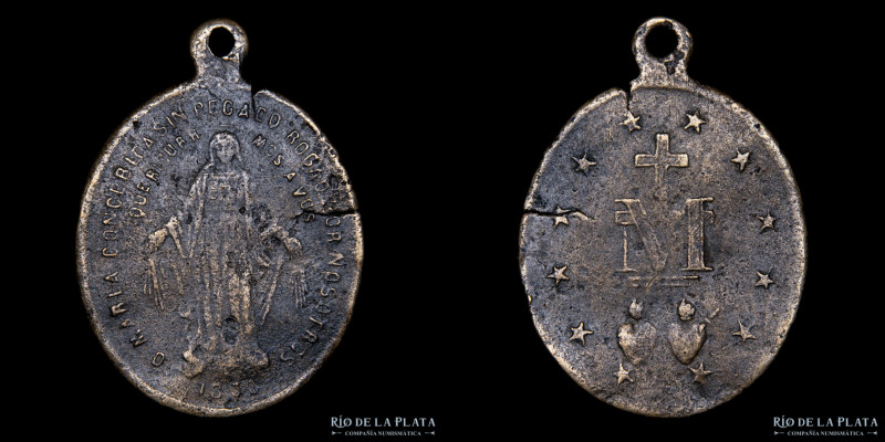 Bolivia. 1830. Medalla Religiosa. Bronce; 23x20mm; 1.6g. A: Al centro imagen de ...