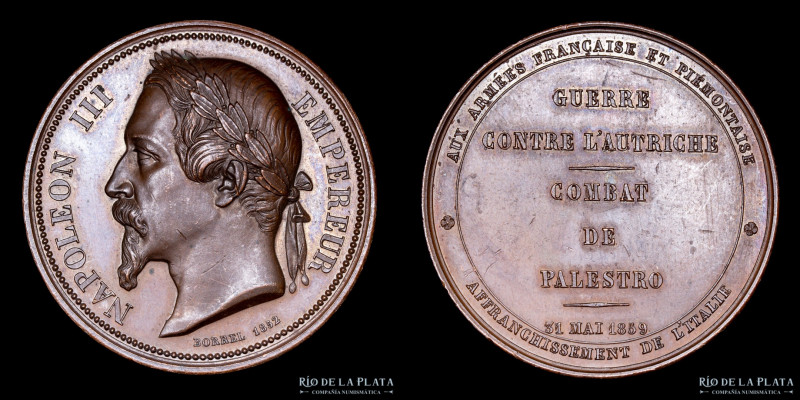 Francia. 1859. Guerra contra Austria. Combate de Palestro. Grabador: Borrel. CU;...